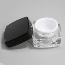 Free shippping - 500pcs/lot 5G Square Acrylic Cream Jar with Black Cap, 5g Cosmetic Container. 5ml Acrylic Jar