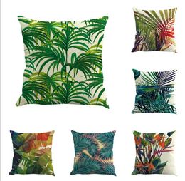 Tropical Plants Cushion Cover Decorative Pillowcases Cotton Linen Tropical Printing Throw Pillow Case Leaves Cushion almohada home dector 42