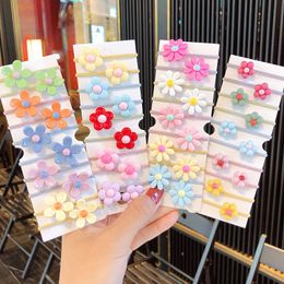 100PCS/Set New Girls Cute Colourful Flowers Elastic Hair Bands Kids Ponytail Holder Scrunchie Rubber Band Fashion Hair Accessories