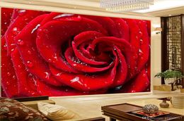 Customised Wallpaper For Walls Home Decoration Bright red rose Indoor TV Background Wall Decoration Mural Wallpaper