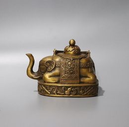 Pure copper hip flask kettle auspicious eight treasure pot elephant teapot lucky home decoration ornament antique antique collection