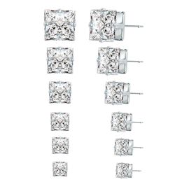 Jewelry Europe New Square Earrings classic four claws zircon crystal 6 pairs/set earring ear nails