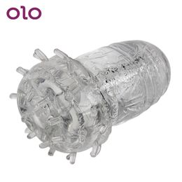 Olo Male Masturbator Penis Exercise Massage Soft Jelly Silicone Pussy Sex Toys For Men Transparent SH190802