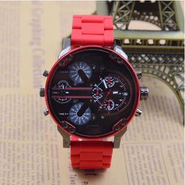 Men's Movement Quartz Watch Multi-function Multi Time zone White Silicone Strap Automatic Date Military Troops Wrist Watches 276t