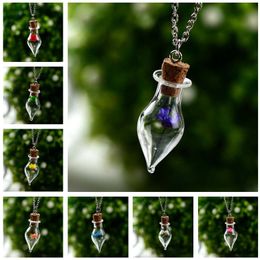 Hot selling new glass bottle plant dry flower necklace women's wish bottle DIY gift DAN279 mix order Necklaces Chokers