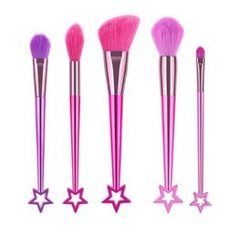 5pcs set Shiny Star Shape Makeup Brushes Set Foundation Eyeshadow Contour Concealer Blush Cosmetic Beauty Make Up Tools