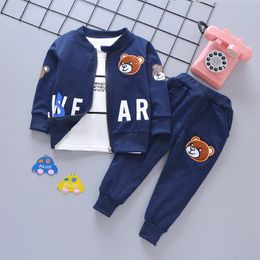 Jungen Kleidungssets Bären Frühling Sport Wäsche Tracksuits Kostüm Jacke T -Shirt Hosen 3pcs Anzug für Jungengerinnsel 57