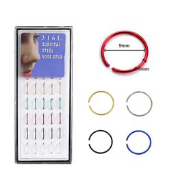 Trendy Lovely Cute Surgical 316L Stainless Steel Nose Studs Titanium Nose Screw Rings 40pcs/set Multiple Color Choices