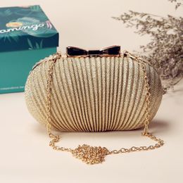 Sparkly Champagne Bridal Hand Bags Solid Shell Clutches For Wedding Jewelry Four Colors Prom Evening Party Shoulder Bag264o