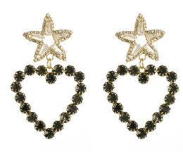 Fashion-Style Baroque Jewelry Geometric Square Pendant Earring Vintage Rhinestone Statement Rainbow Stone Heart Earrings For Women