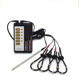 Adult Electric Shock Kits Electro Shock Penis Rings Cock Rings Electrical Stimulator Urethral Sounds Penis Plug Sex Toys For Man Y18110801