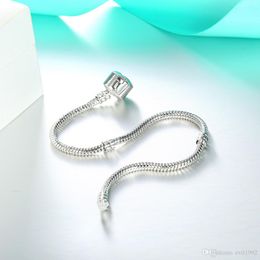 Classic 1pcs Drop Shipping Silver Plated Bracelets Women Snake Chain Charm Beads for pandora Beads Bangle Bracelet Children Gift B001