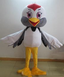 2019 factory hot new a white bird mascot costume with big eyes for adult to wear