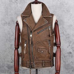 Outlaw TAN Uomo Biker Moto Cruiser reale Cowhide FASHION LEATHER JACKET