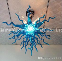 Modern Ceiling Decor Chandeliers Lighting 100% Mouth Blown Borosilicate Pendant Lamps Blue Glass Chandelier