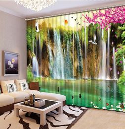 New Shade Fabric Wild goose and waterfall 3D Photo Printing Window Blackout Curtain for Living Room Room Hotel Drapes Home Textiles