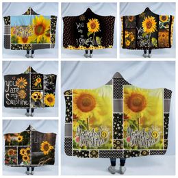 Sunflower Hooded Cloak Sherpa Nap Sofa Throw Blankets Magic Cape Fleece Wearable Blanket Children Plush Bedding Towels Swaddling Wraps B6268