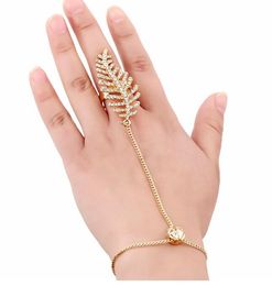 Charm Bracelet Hollow Finger Ring Bangle Slave diamond Chain Gold Bracelet