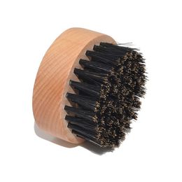 Small Round Beard Brush for Men Small Portable Pocket Brush Boar Bristles Beech Moustache Brushes Factory Direct Sales