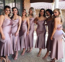 Ankle Length Bridesmaid Dresses Glamorous Mermaid Summer Country Garden Formal Wedding Party Guest Maid of Honour Gowns Plus Size Custom Made