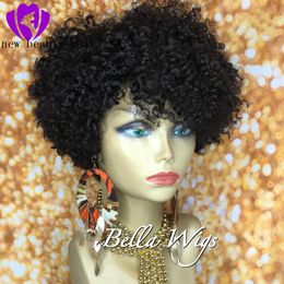 Hotselling short Brazilian Kinky Curly Wig Lace Front synthetic Wigs heat 360 Lace Frontal Wig Pre Plucked Baby Hair Black Wig for women