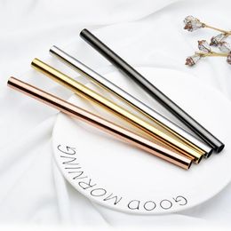 6*215mm 304 Stainless Steel Straw Bent And Straight Reusable Colourful Straw Drinking Straws Metal Straw Cleaner Brush Bar Drinking Tool 100