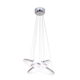 Modern LED Acrylic Pendant Lights 3 Rings Chandeliers Chrome Finish Lighting Fixture for Office Dining Room Living Room