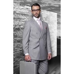 Popular Double-Breasted Groomsmen Peak Lapel Groom Tuxedos Men Suits Wedding/Prom Best Man Blazer ( Jacket+Pantst+Tie) 780