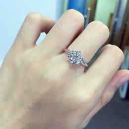 Lose Money Fine Jewellery Original Natural 925 Silver Rings Solitaire 6mm 2ct Sona Diamond CZ Stone Wedding Rings For Women gift size 4-10