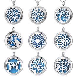 Mixed Styles 30mm Premium Aromatherapy Essential Oil Diffuser Necklace Locket Pendant Stainless Steel Jewellery with 24" Chain & free Pads