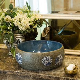 China Artistic Europe Style Counter Top porcelain wash basin bathroom sinks ceramic art hand painted bathroom sinks