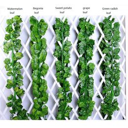 Artificial Green Grape Leaves Simulation Rattan Leaves Garland Faux Vine Ivy Indoor /Outdoor Home Decor Wedding Flower Green Leaves