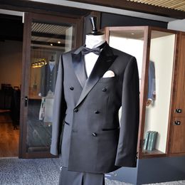 Black Wedding Tuxedos Groom Best Men's Double Breasted Wedding Suits Men Slim Fit Custom Made Jacket Blazer