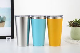 16 oz Tumbler with Lid Stainless Steel Water Bottle Travel Coffee Mug For Cars Durable Insulated Outdoor Mug