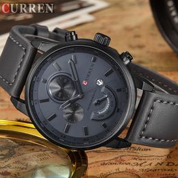 Men's Fashion Casual Sport Quartz Watch Mens Watches Top Brand Luxury Leather Drop Shipping Wristwatch Male Clock CURREN 8217 LY191206
