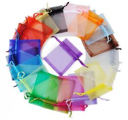 25*35CM Plain Organza Gift Bags 100pcs/Lot Wedding Candy Bag Decor Clear Drawstring Pouch Bag Food Sample Storage Package SN