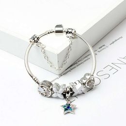 Wholesale- New Fashion European Charm Beads Bracelets Pandora Style Bracelet 925 Sterling Silver Snake Chain Bangles DIY Jewellery with Logo