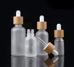 Bamboo Cap Frosted Glass Dropper Bottle Liquid Reagent Bottles Eye Dropper Aromatherapy Essential Oils Perfumes Bottles SN4206