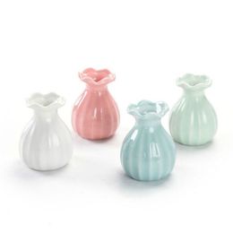 Mini ceramics Vase Dry Flower Vases Decoration Home White blue Ceramic Pot Flowers Basket Nordic Decorations