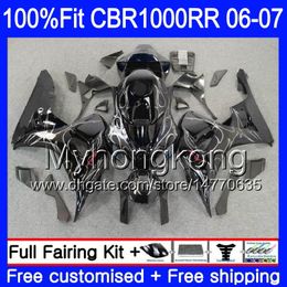 Injection Body +Tank For HONDA CBR 1000 RR CBR 1000RR 06-07 276HM.3 Silver flames top CBR1000RR 06 07 CBR1000 RR 2006 2007 OEM Fairings kit