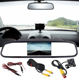 Freeshipping Car HD Video Auto Parking Monitor LED Night Vision Reversing CCD Car Rear View Camera With 4.3 inch Car Rearview Mirror Monitor