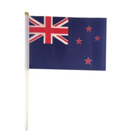New Zealand Flag 21X14 cm Polyester hand waving flags New Zealand Country Banner With Plastic Flagpoles