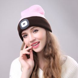 2020 Unisex Autumn Winter LED Lighted Cap Warm Beanies Outdoor Fishing Running Beanie Hat Flash Men Women Camping Climbing Caps