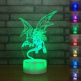 white acrylic table UK - Yu Gi Oh Blue-Eyes White Dragon 3D Table Lamp Touch Control 7 Colors Changing Acrylic Night Light USB Decorative Kids Gifts