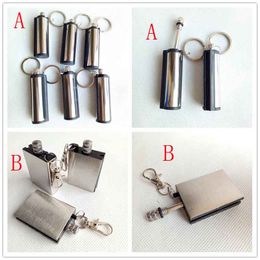 Permanent Match Cigarette Lighters with Key Chain Silver No Oil Smoking Lighter Tools Accessories 2 Styles choose