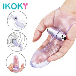 IKOKY Finger Sleeve Vibrator Female Masturbator G Spot Massage Clit Stimulate Sex Toys For Women Lesbian Orgasm Adult Products D19011105