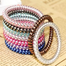 500pcs High Quality Telephone Wire Cord Gum Hair Tie Girls Elastic Hair Band Ring Rope Candy Color Bracelet Stretchy Scrunchy Mixed color