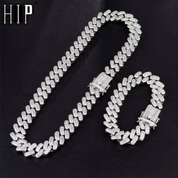 Hip Hop 15MM Bling Iced Out AAA CZ Square Zirconia Cuban Link Chain Necklace For Men's Copper Necklaces For Men Jewellery