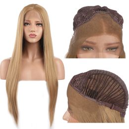 Fashion Celebrity Style Silky Straight Blonde color Synthetic Wig with baby hair Lace Front Wigs For American Black Women