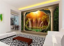 Mural Wallpaper 3d Mysterious Bautiful Roman Column Waterfall Landscape 3D Living Room Bedroom Background Wall Decoration Wallpaper